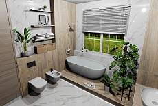 Проект современной ванной комнаты от дизайнера Кузьмичевой Анны